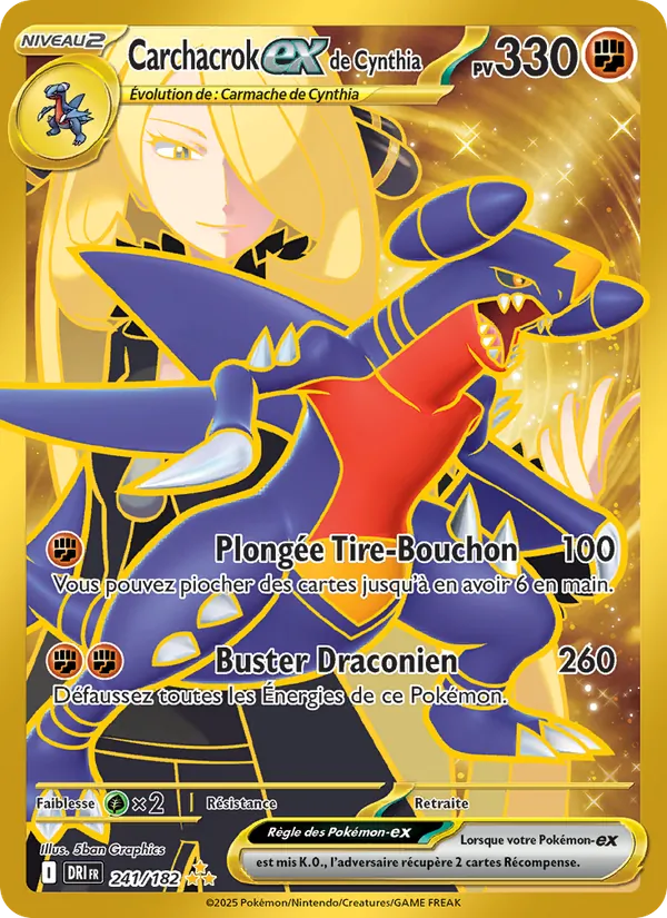 Carte Pokémon Carchacrok-ex de Cynthia de l'extension Rivalités Destinées
