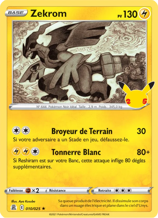 Carte Pokémon Zekrom de l'extension Célébrations