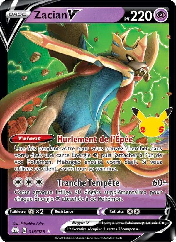 Carte Pokémon Zacian V de l'extension Célébrations