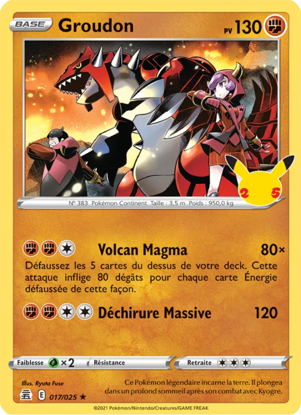 Carte Pokémon Groudon de l'extension Célébrations