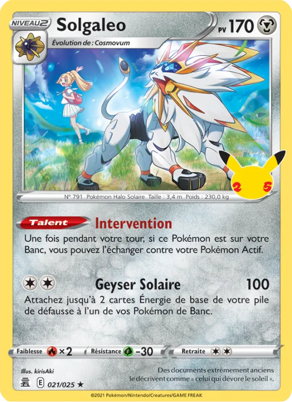 Carte Pokémon Solgaleo de l'extension Célébrations