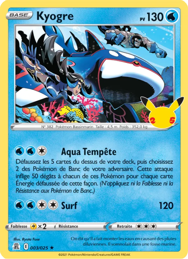 Carte Pokémon Kyogre de l'extension Célébrations