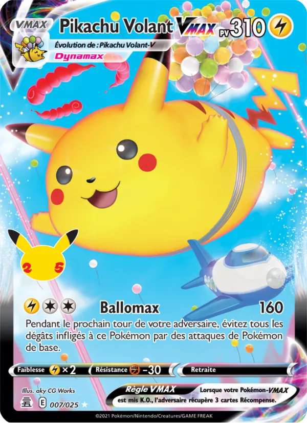 Carte Pokémon Pikachu Volant VMAX de l'extension Célébrations