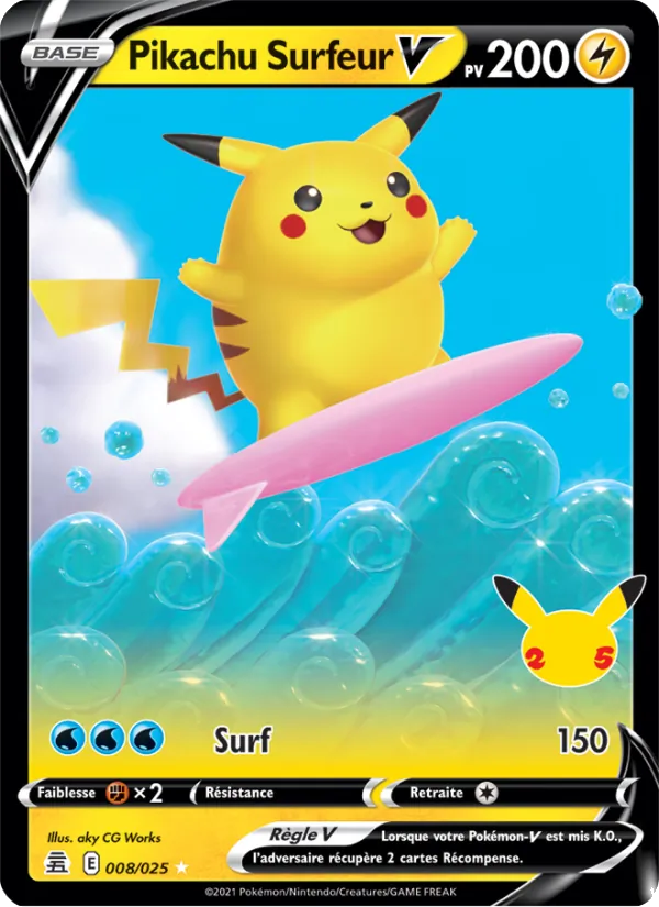 Carte Pokémon Pikachu Surfeur V de l'extension Célébrations