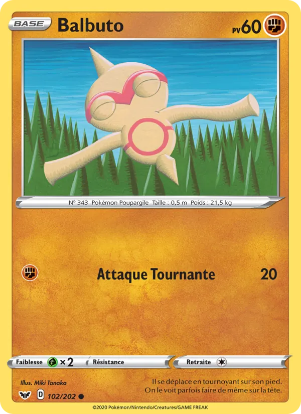 Carte Pokémon Balbuto de l'extension Épée et Bouclier