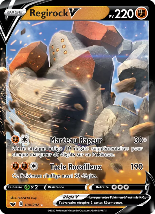 Carte Pokémon Regirock V de l'extension Épée et Bouclier