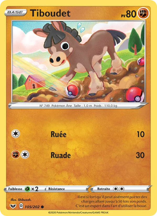 Carte Pokémon Tiboudet de l'extension Épée et Bouclier