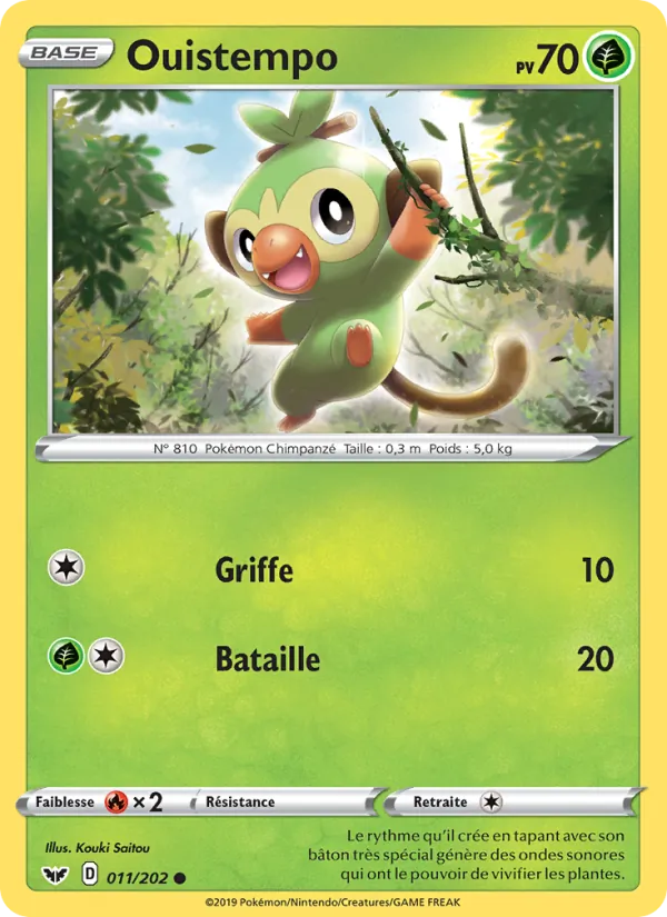 Carte Pokémon Ouistempo de l'extension Épée et Bouclier