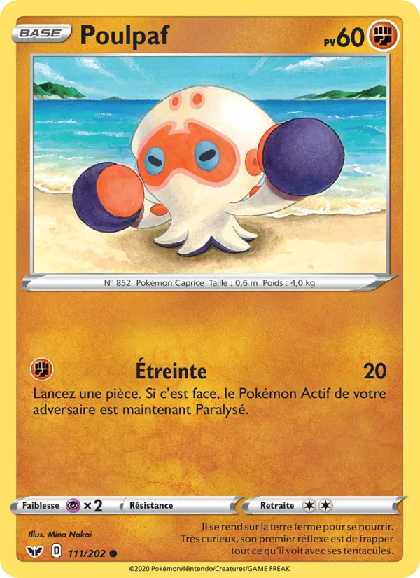 Carte Pokémon Poulpaf de l'extension Épée et Bouclier