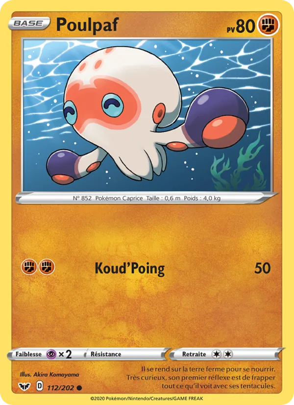 Carte Pokémon Poulpaf de l'extension Épée et Bouclier