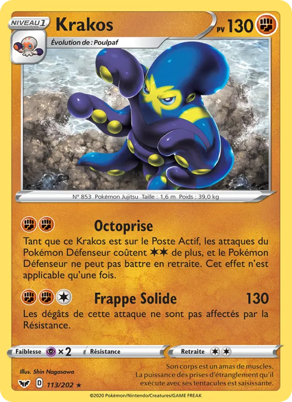 Carte Pokémon Krakos de l'extension Épée et Bouclier
