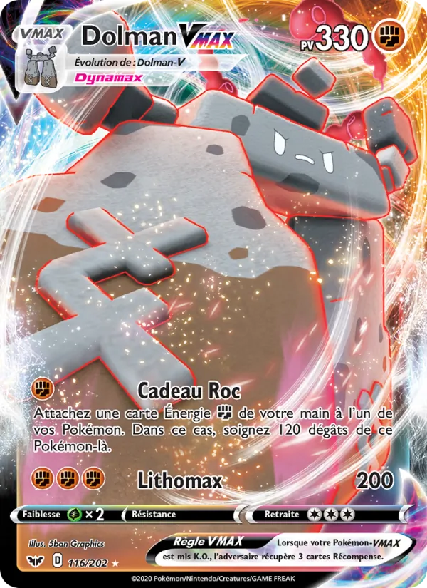 Carte Pokémon Dolman VMAX de l'extension Épée et Bouclier