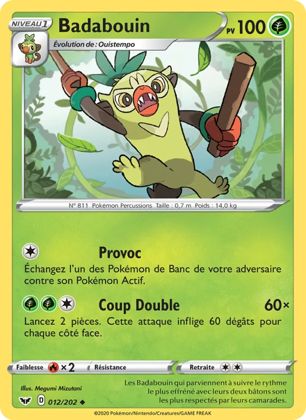 Carte Pokémon Badabouin de l'extension Épée et Bouclier