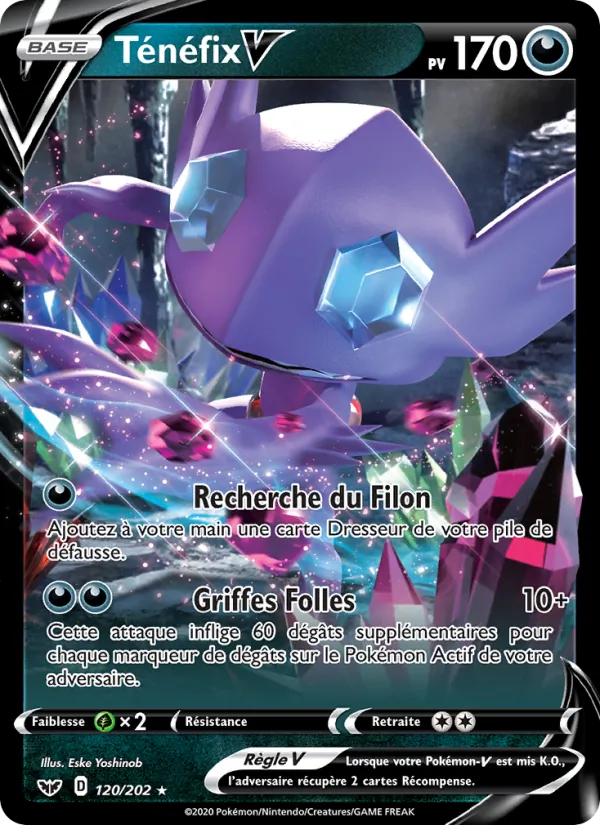 Carte Pokémon Ténéfix V de l'extension Épée et Bouclier