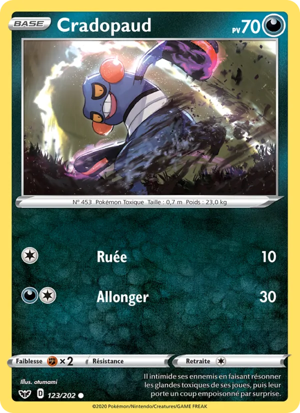 Carte Pokémon Cradopaud de l'extension Épée et Bouclier