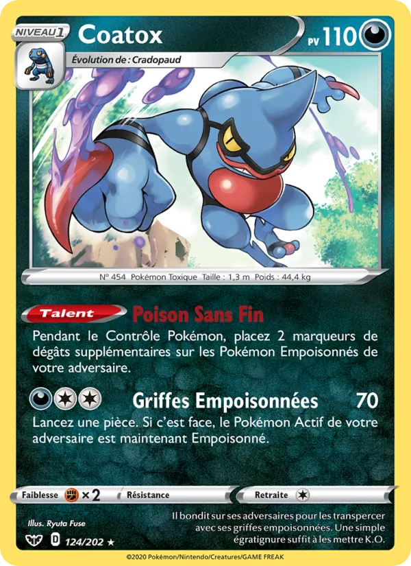 Carte Pokémon Coatox de l'extension Épée et Bouclier