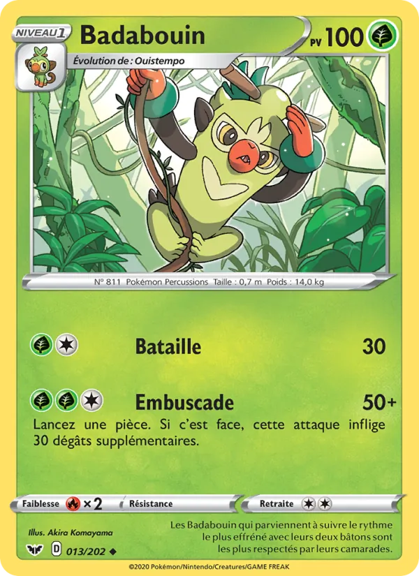 Carte Pokémon Badabouin de l'extension Épée et Bouclier