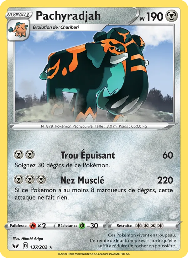 Carte Pokémon Pachyradjah de l'extension Épée et Bouclier