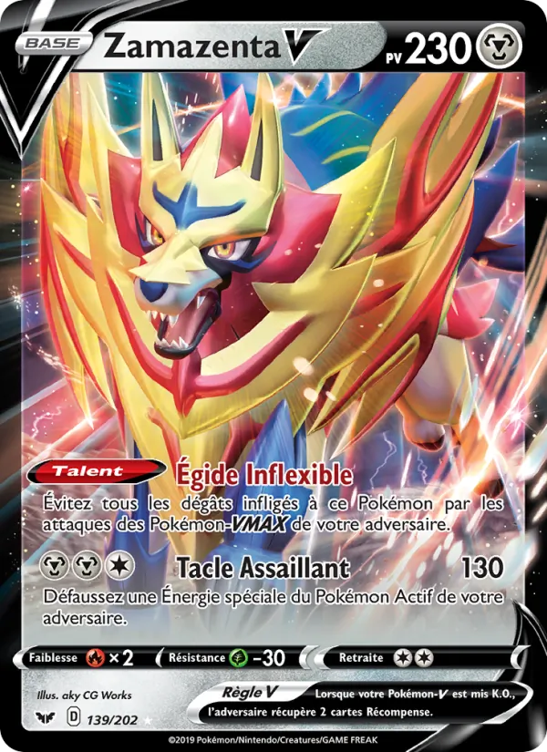 Carte Pokémon Zamazenta V de l'extension Épée et Bouclier
