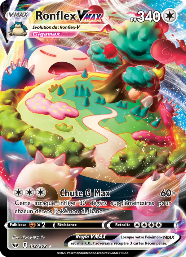 Carte Pokémon Ronflex VMAX de l'extension Épée et Bouclier