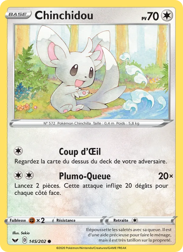 Carte Pokémon Chinchidou de l'extension Épée et Bouclier