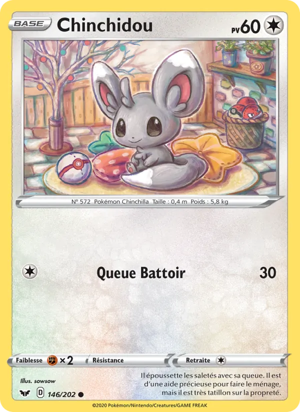 Carte Pokémon Chinchidou de l'extension Épée et Bouclier