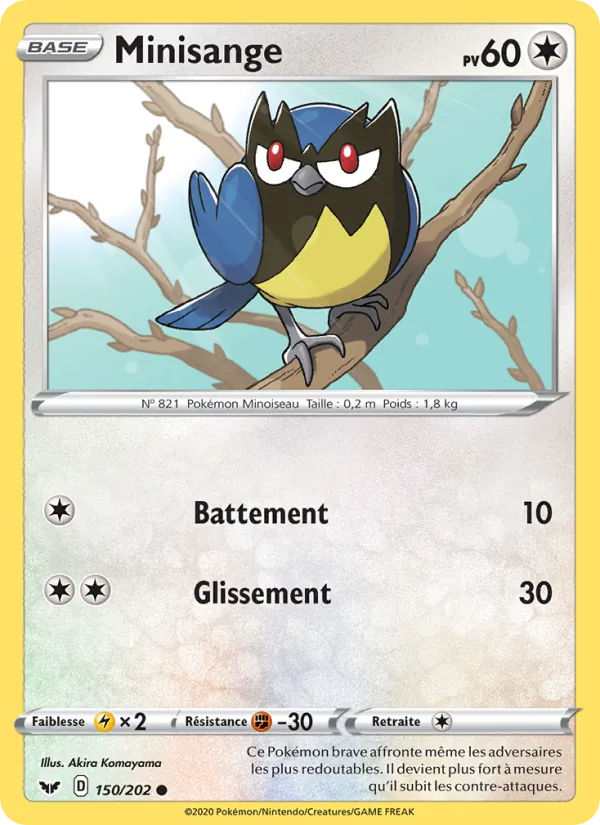 Carte Pokémon Minisange de l'extension Épée et Bouclier