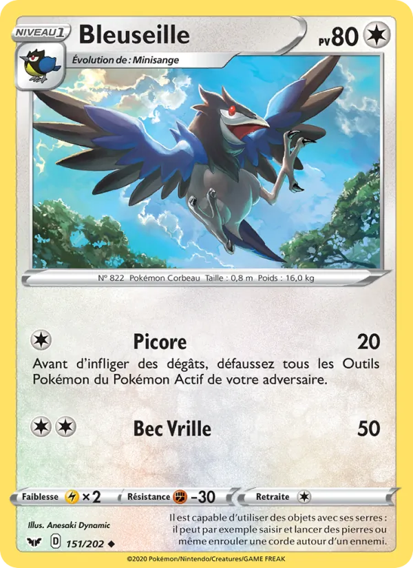 Carte Pokémon Bleuseille de l'extension Épée et Bouclier