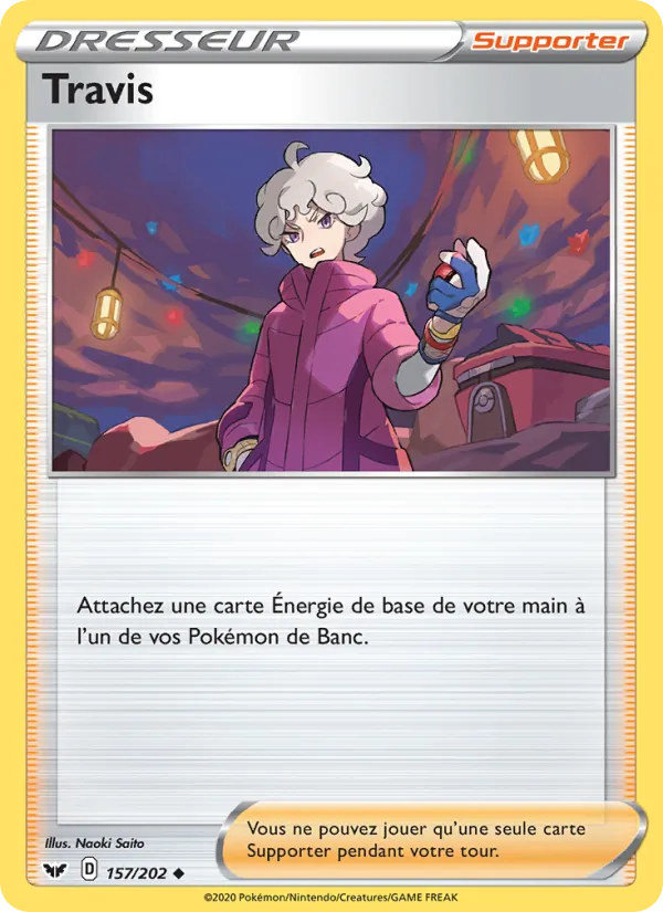 Carte Pokémon Travis de l'extension Épée et Bouclier