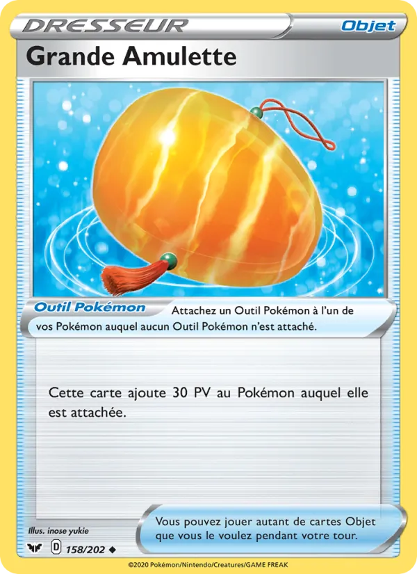 Carte Pokémon Grande Amulette de l'extension Épée et Bouclier