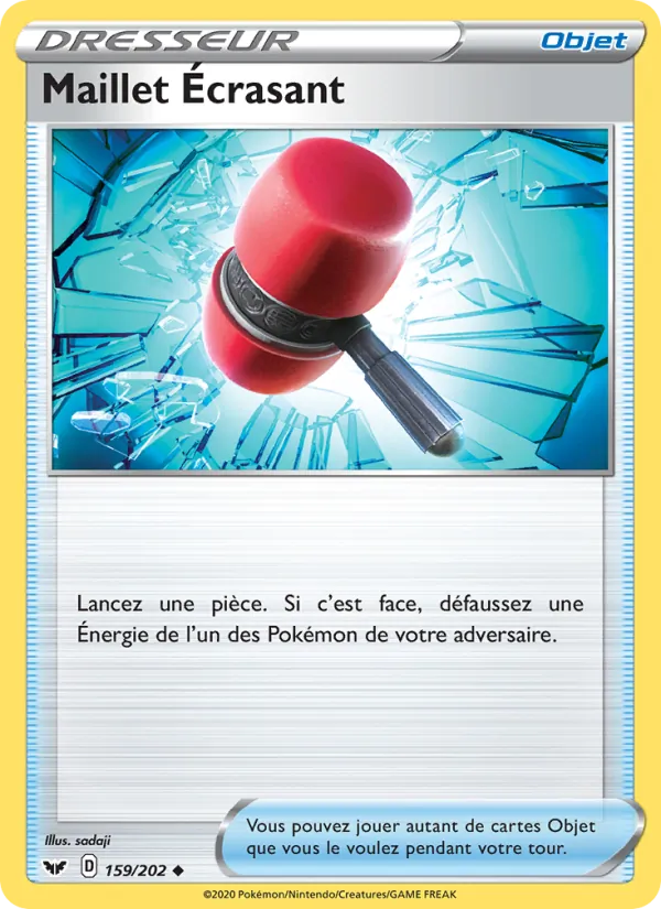 Carte Pokémon Maillet Écrasant de l'extension Épée et Bouclier