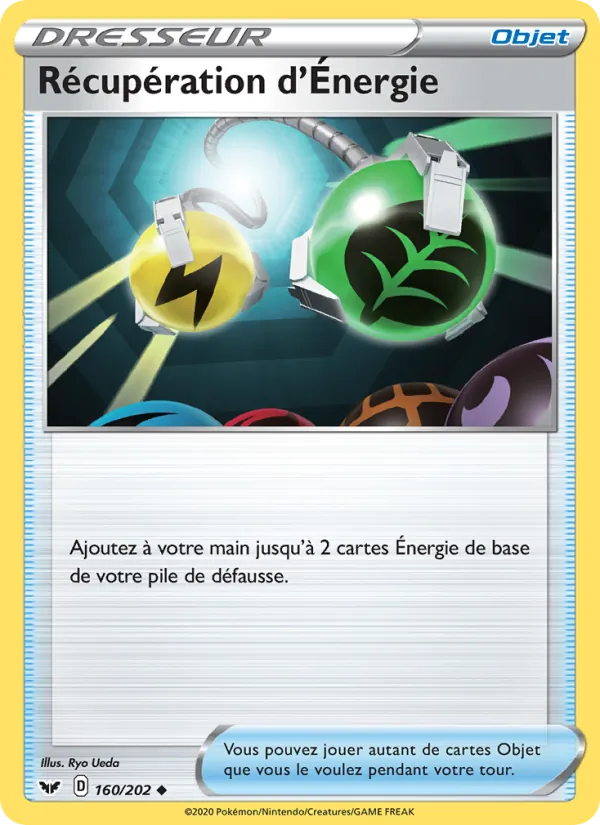 Carte Pokémon Récupération d'Énergie de l'extension Épée et Bouclier