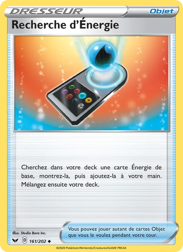 Carte Pokémon Recherche d'Énergie de l'extension Épée et Bouclier
