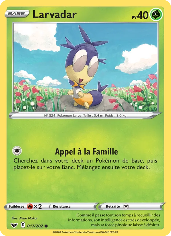 Carte Pokémon Larvadar de l'extension Épée et Bouclier