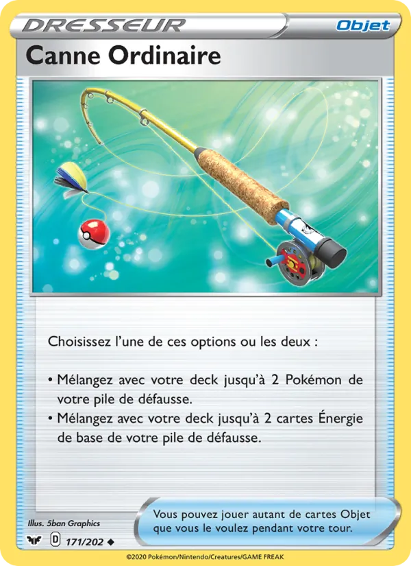 Carte Pokémon Canne Ordinaire de l'extension Épée et Bouclier