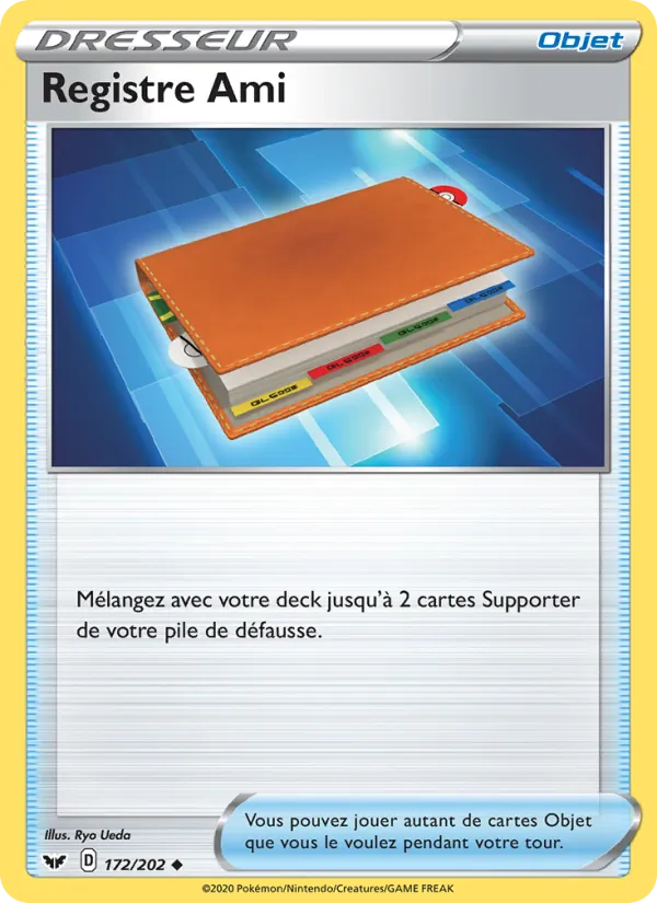Carte Pokémon Registre Ami de l'extension Épée et Bouclier