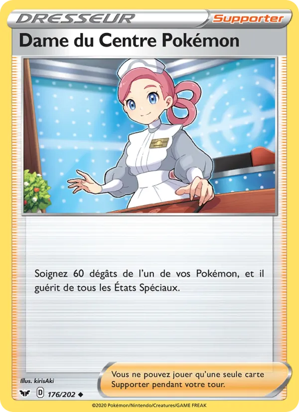 Carte Pokémon Dame du Centre Pokémon de l'extension Épée et Bouclier