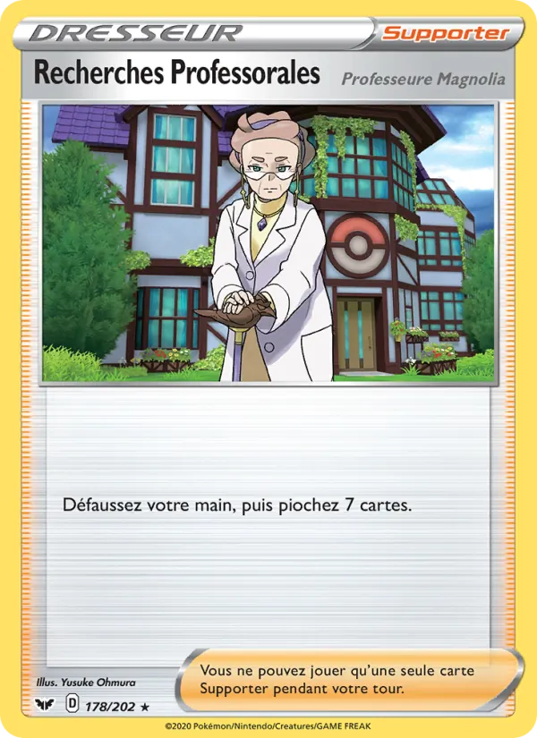 Carte Pokémon Recherches Professorales (Professeure Magnolia) de l'extension Épée et Bouclier