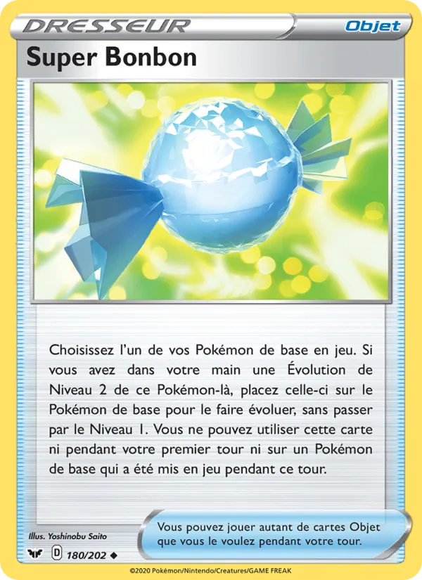 Carte Pokémon Super Bonbon de l'extension Épée et Bouclier