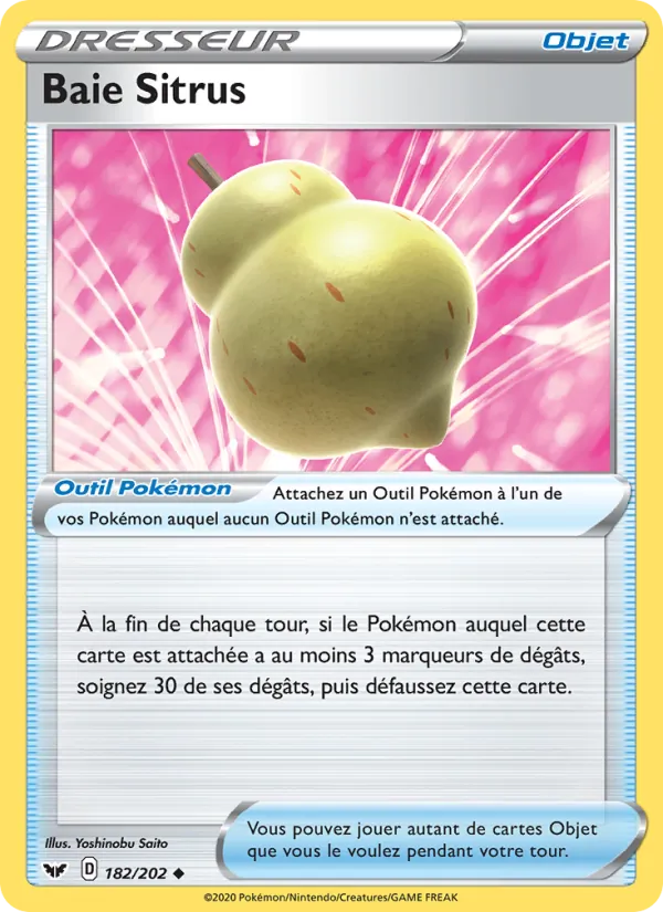 Carte Pokémon Baie Sitrus de l'extension Épée et Bouclier
