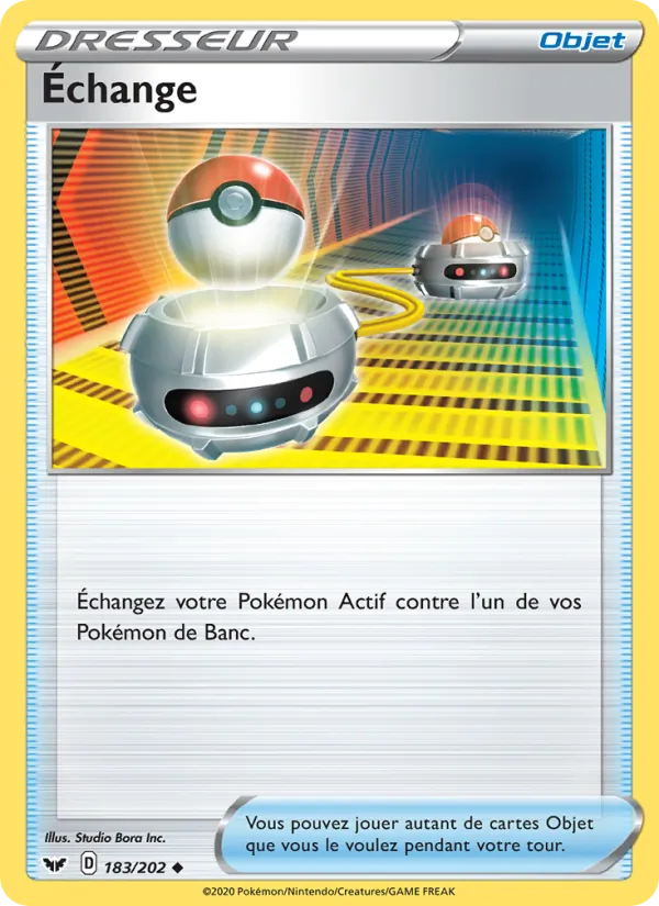Carte Pokémon Échange de l'extension Épée et Bouclier