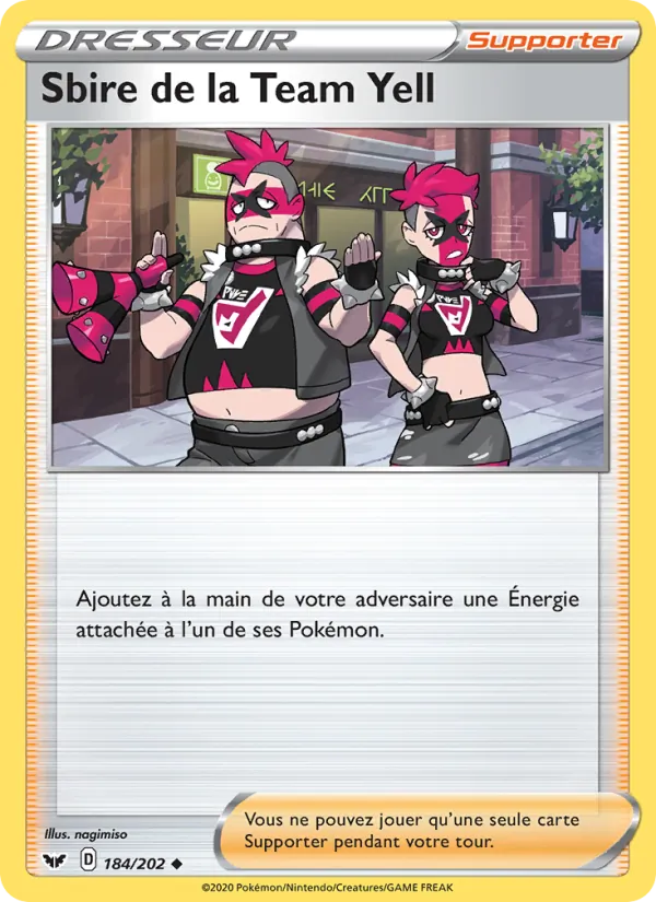 Carte Pokémon Sbire de la Team Yell de l'extension Épée et Bouclier