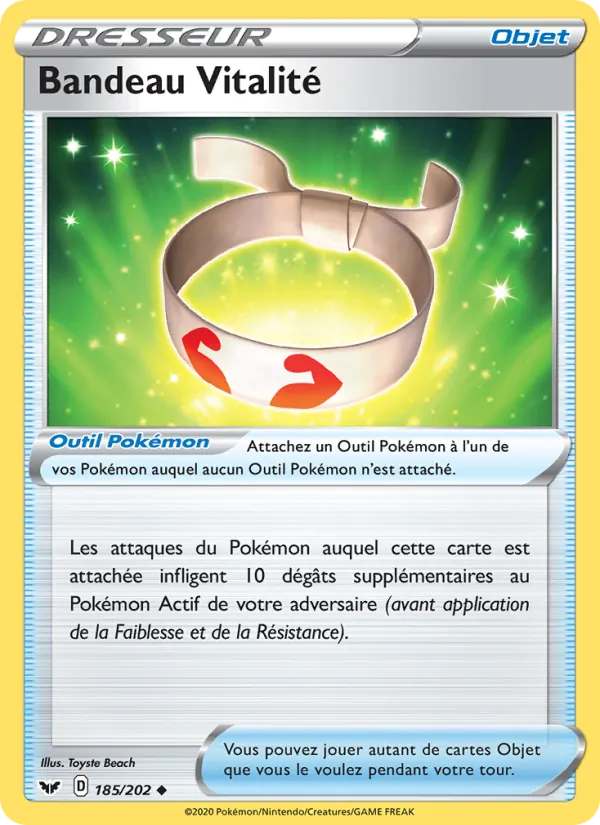 Carte Pokémon Bandeau Vitalité de l'extension Épée et Bouclier