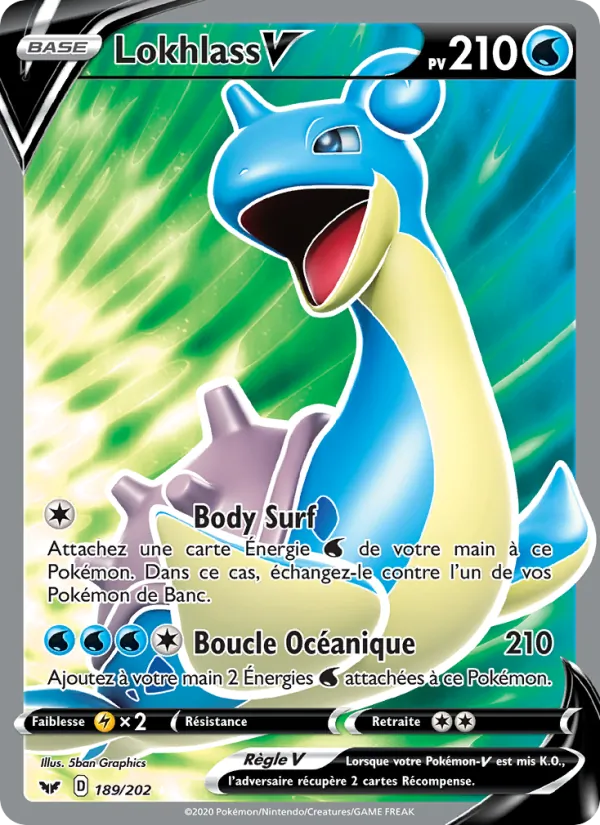 Carte Pokémon Lokhlass V de l'extension Épée et Bouclier