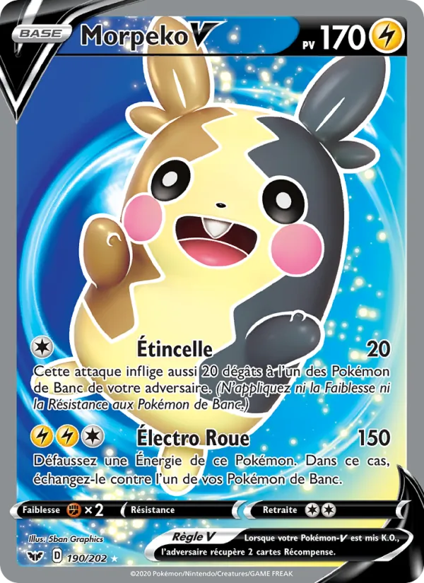 Carte Pokémon Morpeko V de l'extension Épée et Bouclier