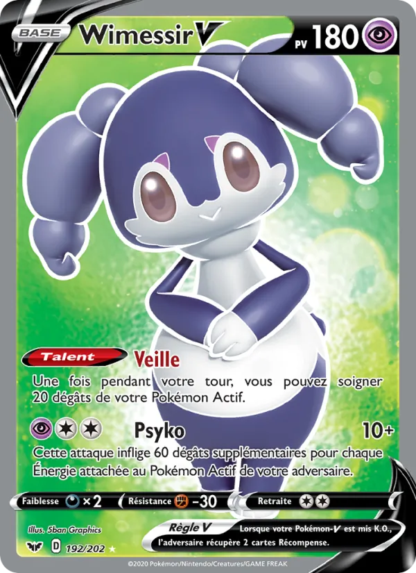 Carte Pokémon Wimessir V de l'extension Épée et Bouclier