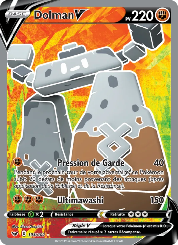 Carte Pokémon Dolman V de l'extension Épée et Bouclier