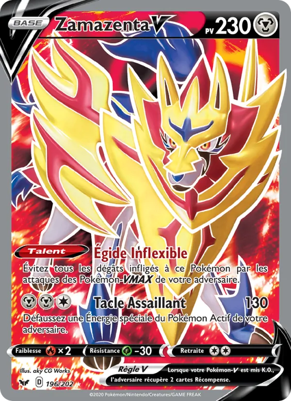 Carte Pokémon Zamazenta V de l'extension Épée et Bouclier