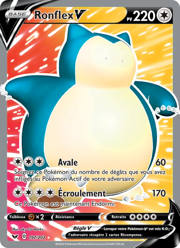 Carte Pokémon Ronflex V de l'extension Épée et Bouclier
