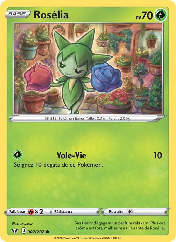 Carte Pokémon Rosélia de l'extension Épée et Bouclier